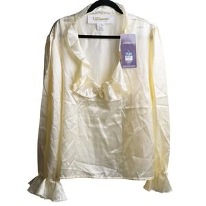 Labyrinth Jim Henson Sarah Williams Costume Blouse Cream Ruffle Poet Shirt L NEW